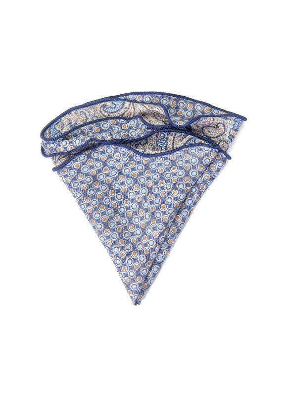 Gray Exploded Paisley/Fancy Dots Print Reversible Pocket Circle