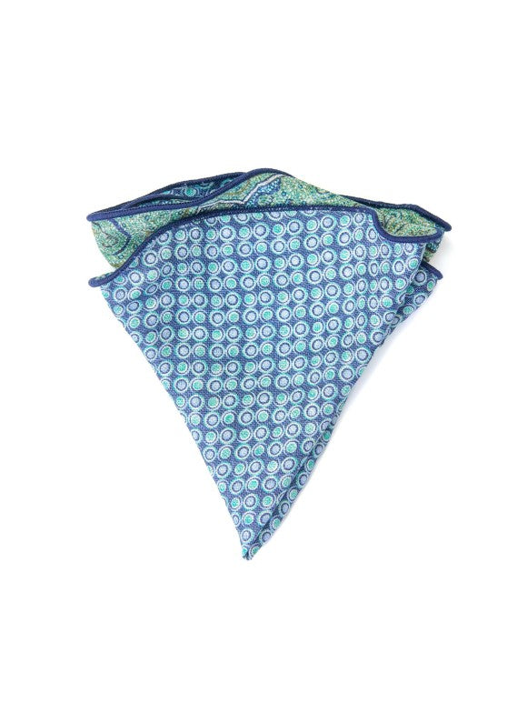 Mint Exploded Paisley/Fancy Dots Print Reversible Pocket Circle
