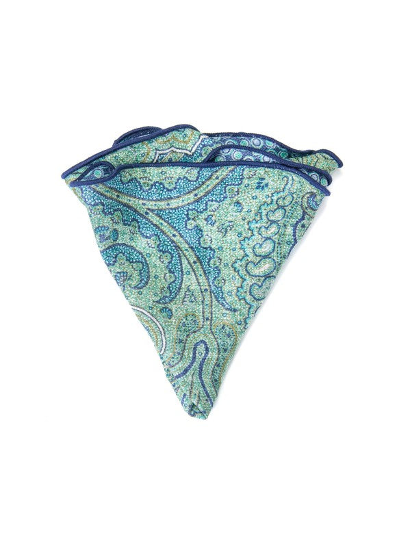 Mint Exploded Paisley/Fancy Dots Print Reversible Pocket Circle