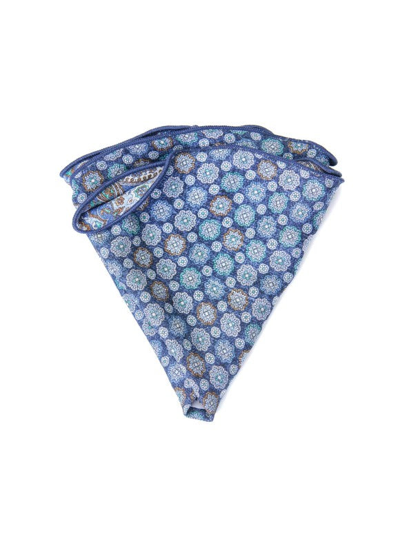 Med Blue Persian/Mini Medallions Print Reversible Pocket Circle