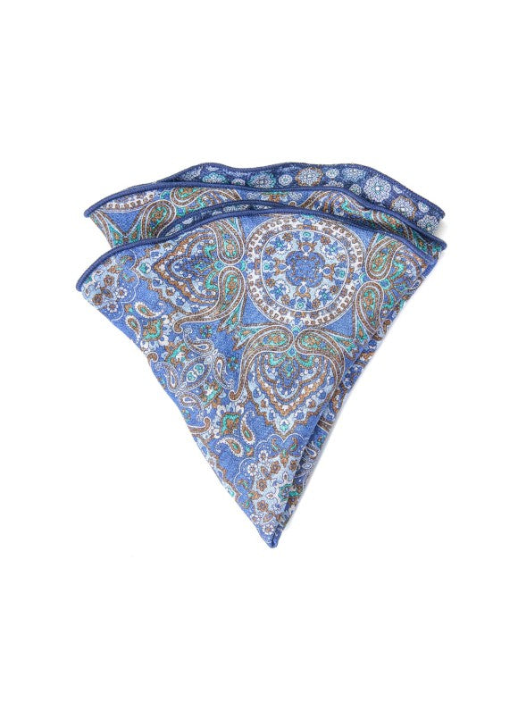 Med Blue Persian/Mini Medallions Print Reversible Pocket Circle