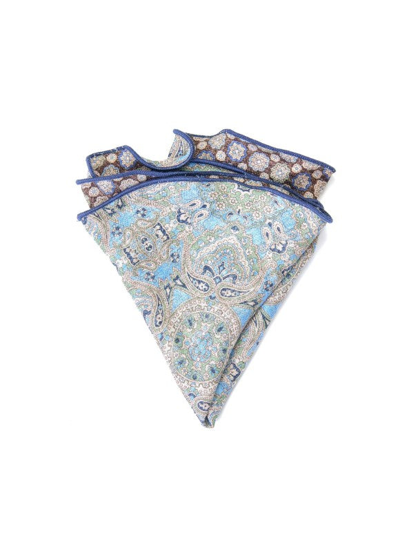 Sky/Brown Persian/Mini Medallions Print Reversible Pocket Circle