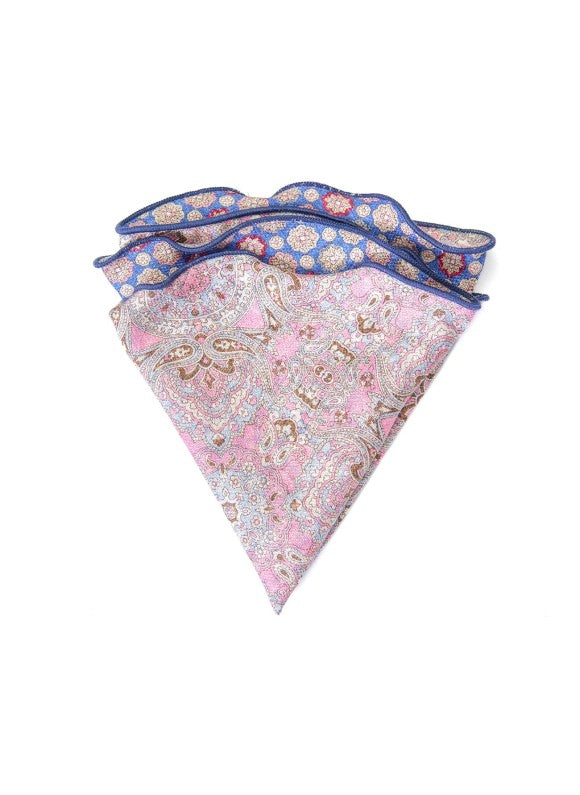 Pink/Med Blue Persian/Mini Medallions Print Reversible Pocket Circle