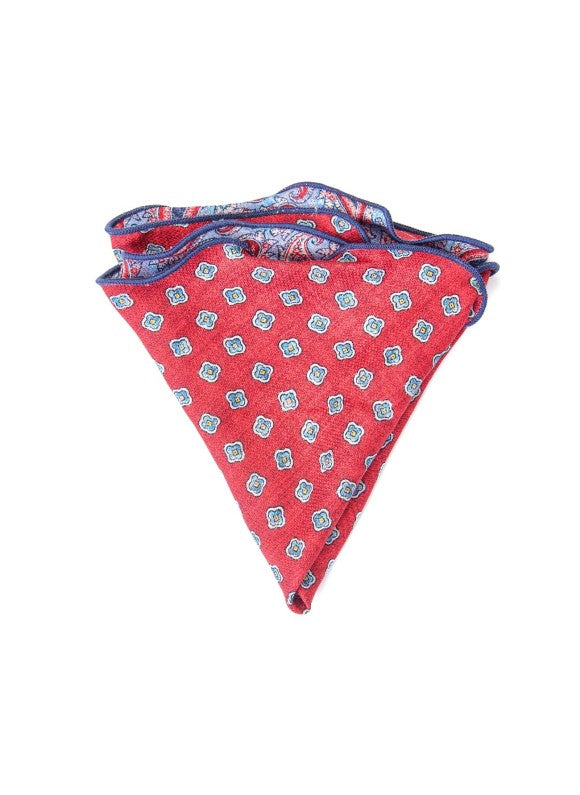 Blue/Brick Paisley/Neat Print Reversible Pocket Circle