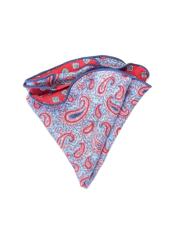 Blue/Brick Paisley/Neat Print Reversible Pocket Circle