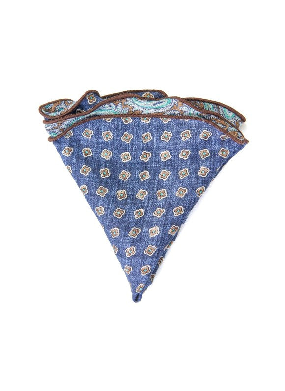 Brown/Denim Paisley/Neat Print Reversible Pocket Circle