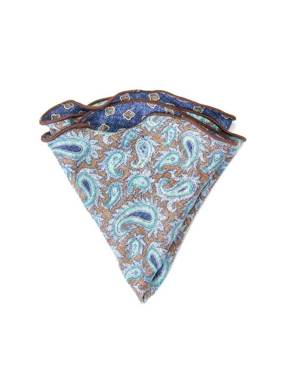 Brown/Denim Paisley/Neat Print Reversible Pocket Circle