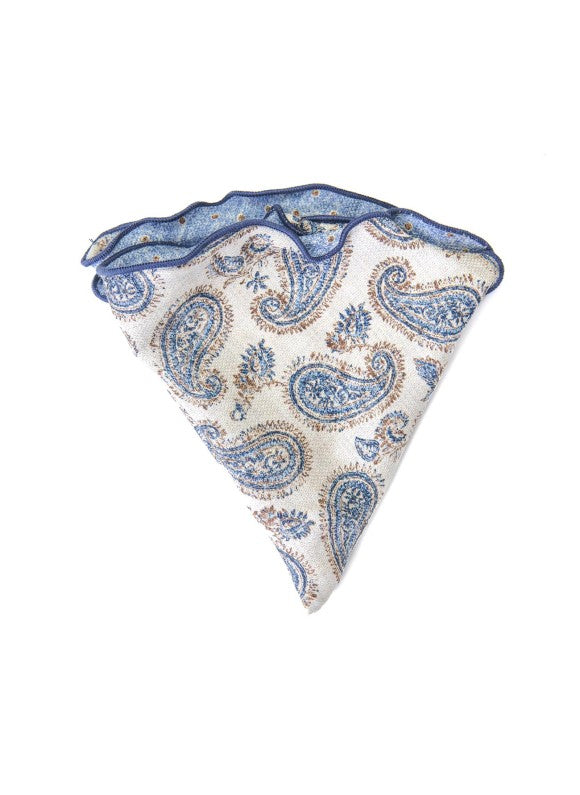 Beige Exploded Paisley/Dots Print Reversible Pocket Circle
