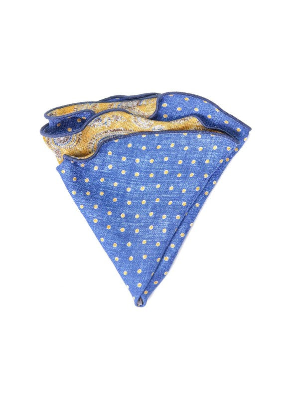 Yellow Exploded Paisley/Dots Print Reversible Pocket Circle