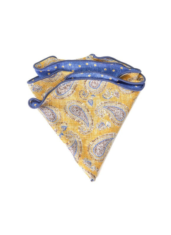 Yellow Exploded Paisley/Dots Print Reversible Pocket Circle