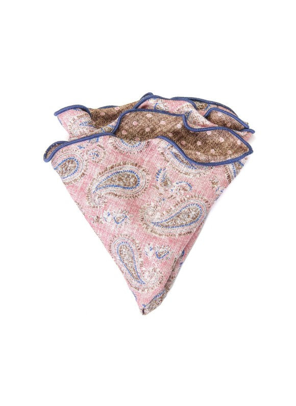 Pink Exploded Paisley/Dots Print Reversible Pocket Circle