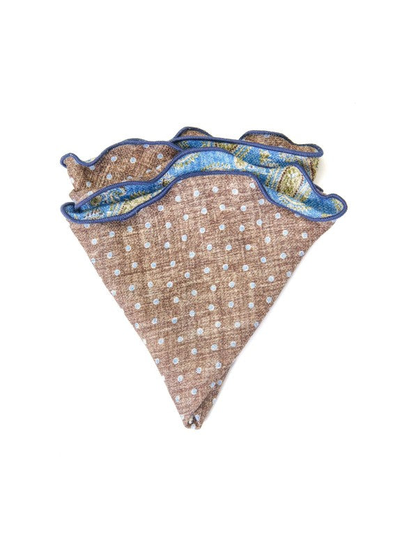 Blue Exploded Paisley/Dots Print Reversible Pocket Circle
