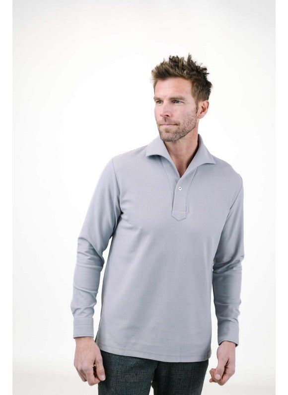 Dk. Grey Long Sleeves Tailored Polo – edwardarmah.com