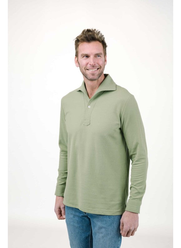 Green Long Sleeves Tailored Polo