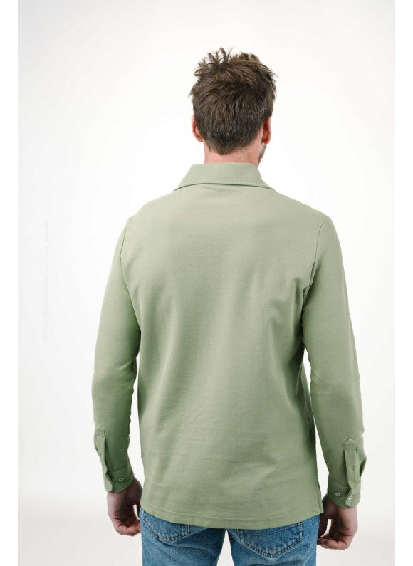 Green Long Sleeves Tailored Polo
