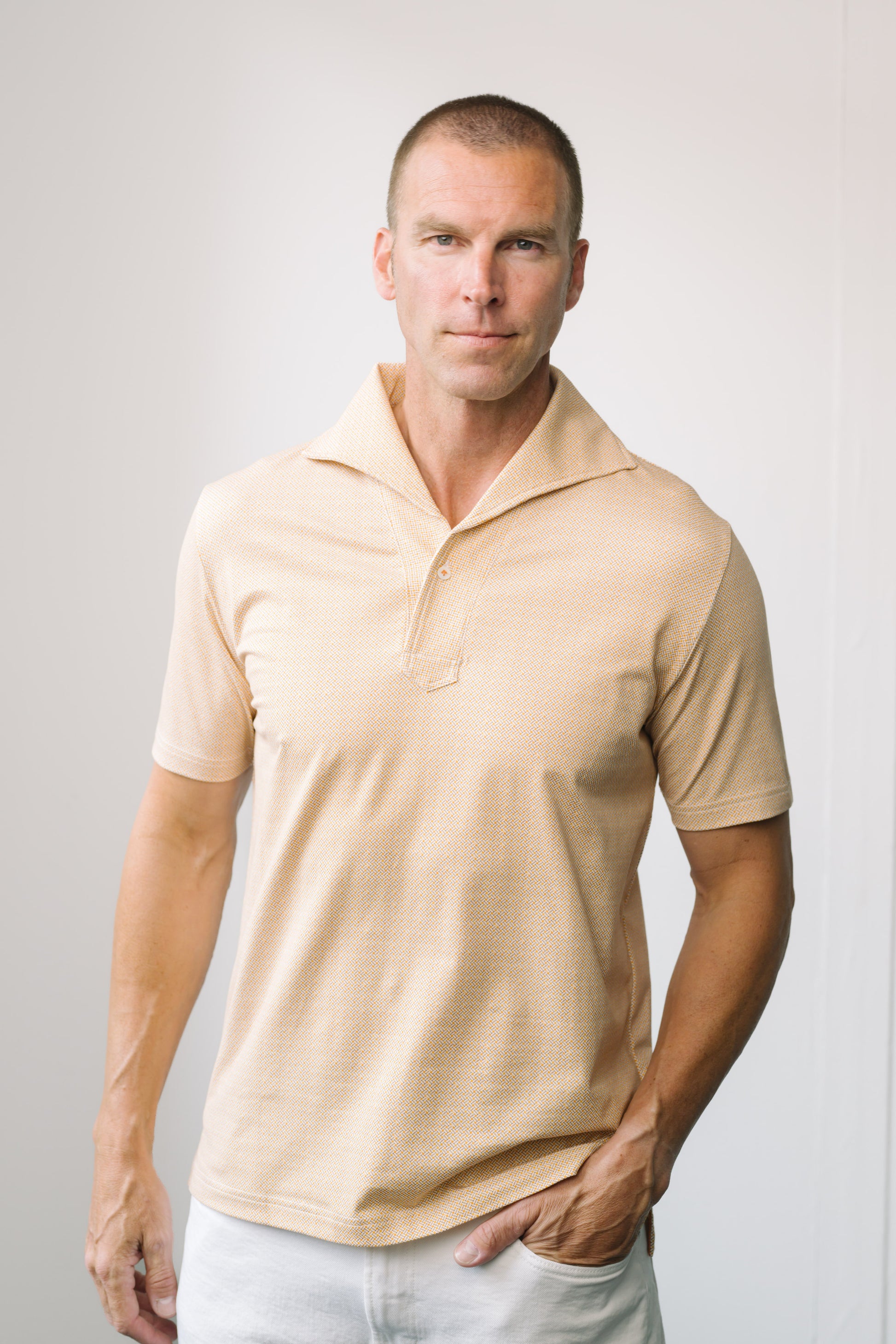 Interlocking Knit Short Sleeve Printed Polo