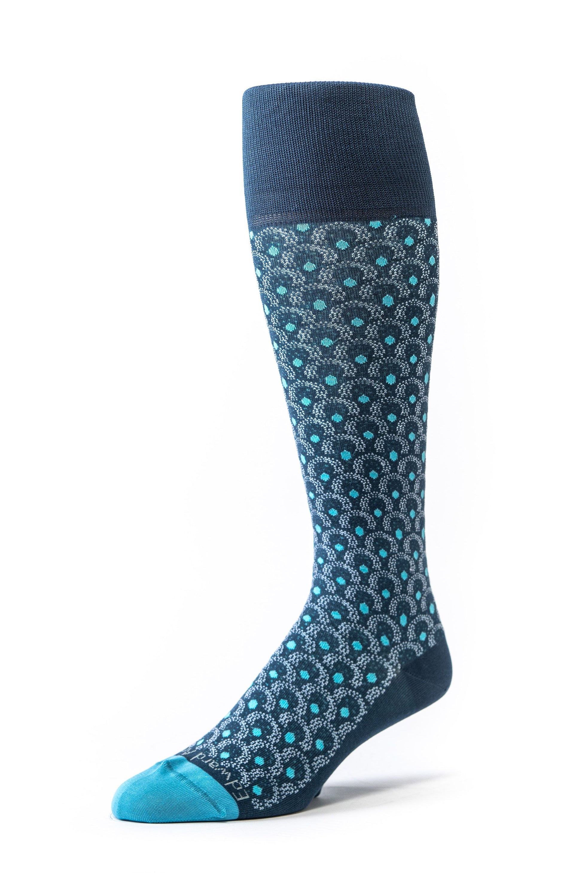 Cream/Petrol Blue Argyle O/C Socks