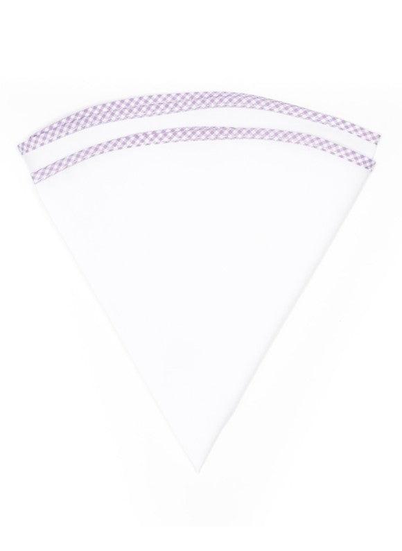 White Linen/Purple/White Gingham Trim Linen Pocket Circle