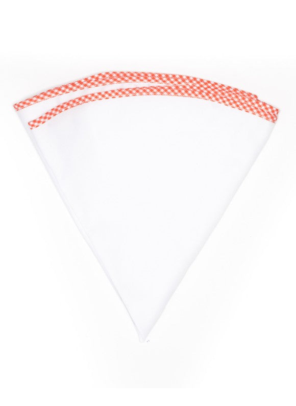 White Linen/Orange/White Gingham Trim Linen Pocket Circle