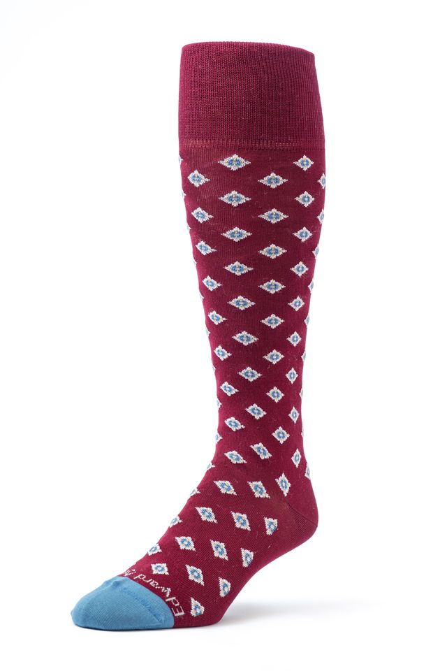Bordeaux/Denim Blue OC Diamond Neat Socks