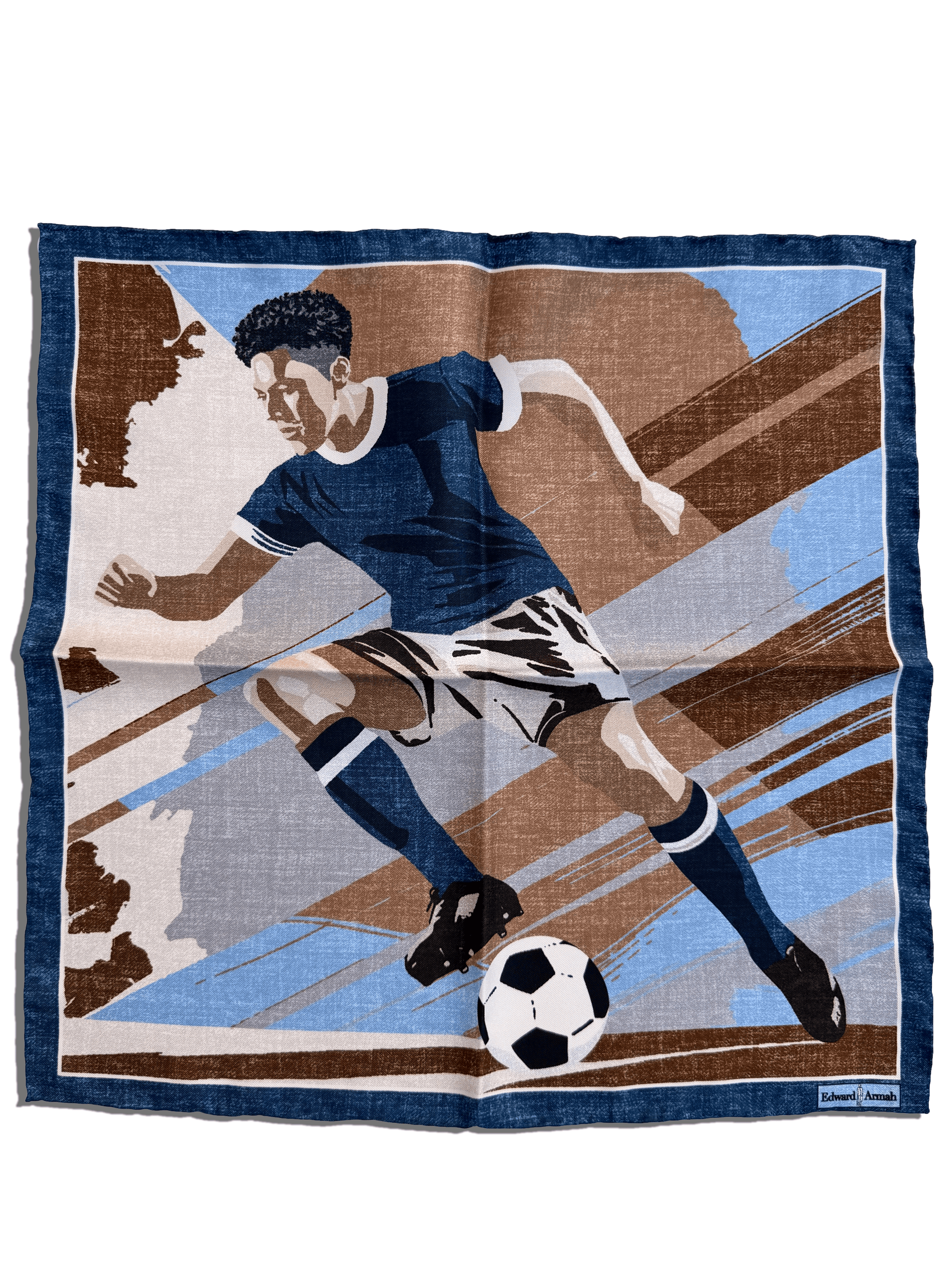 Brown, Navy and Blue Football Pocket Square