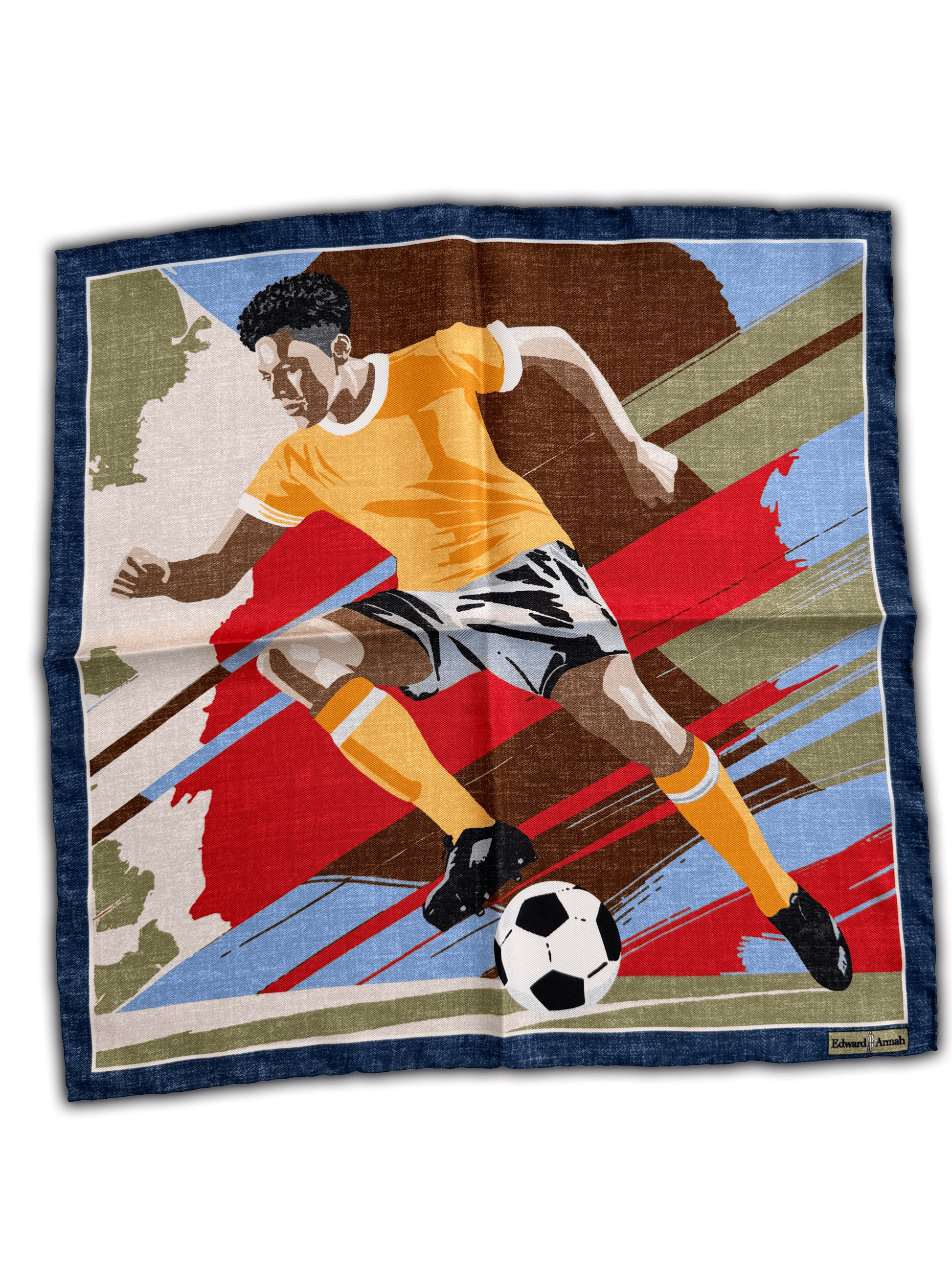 Brown, Red and Orange Football Pocket Square