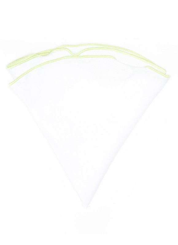 White Linen/Pale Green Trim Linen Pocket Circle