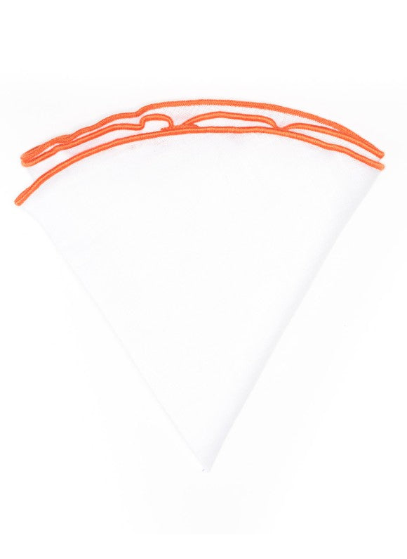 White Linen/Orange Trim Linen Pocket Circle