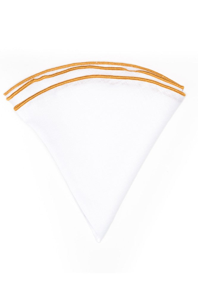 White Linen/Gold Trim Linen Pocket Circle
