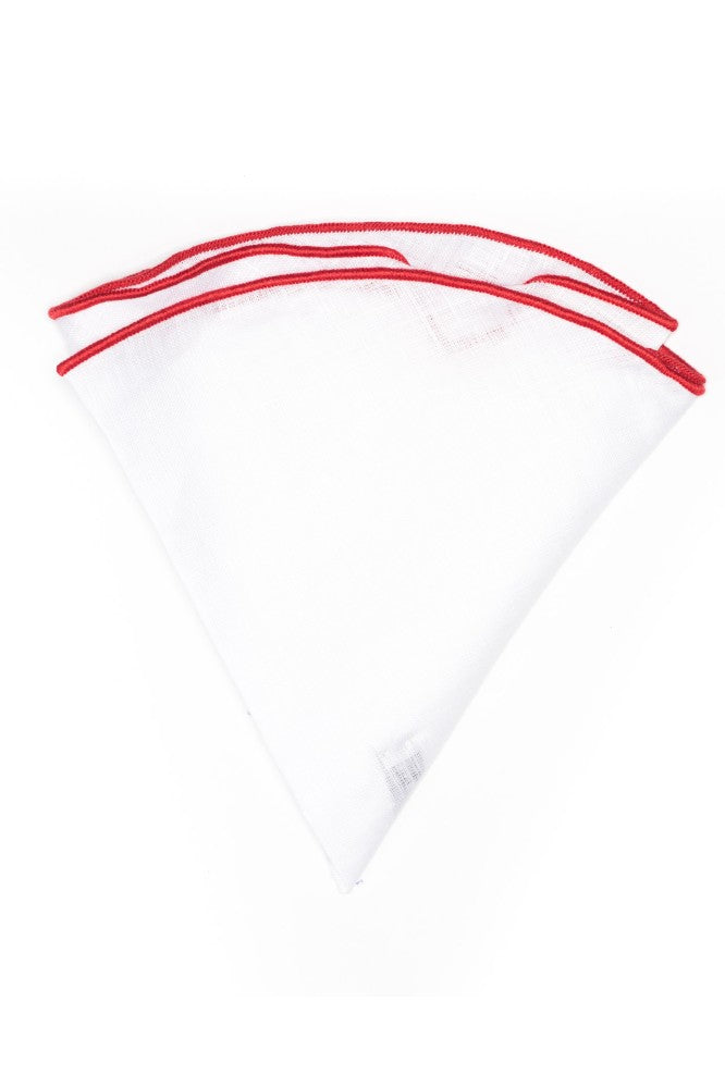 White Linen/Indian Red Trim Linen Pocket Circle