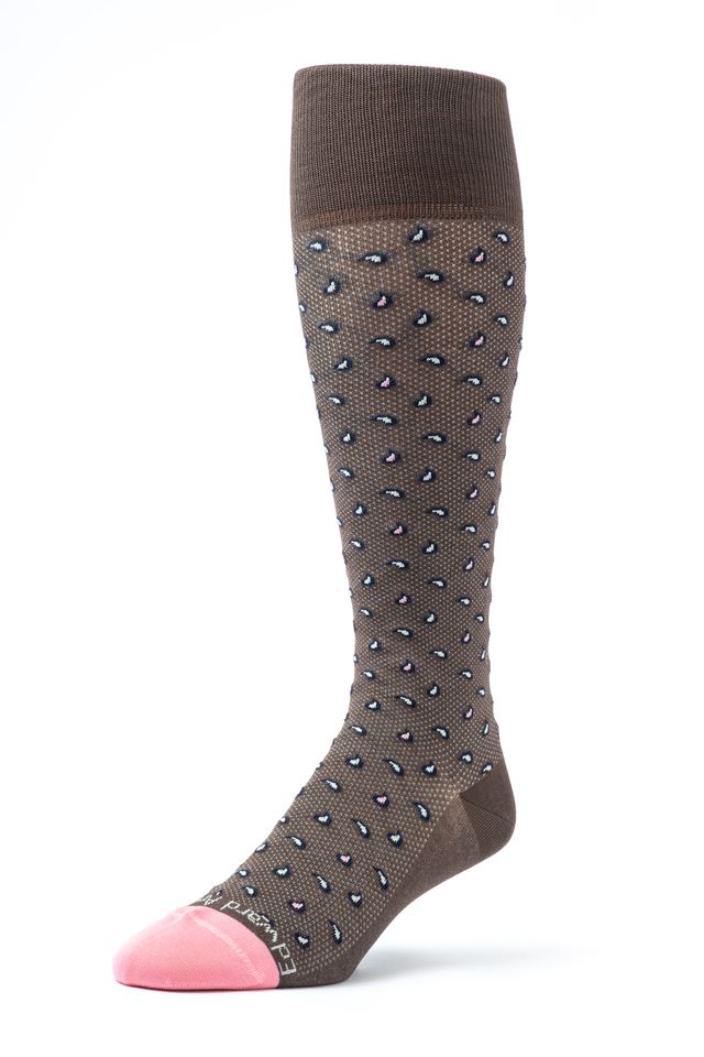 Brown/Pink Mini Pines O/C Socks