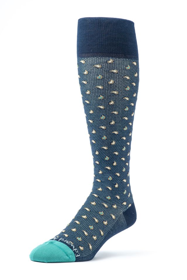 Navy/Emerald Mini Pines O/C Socks