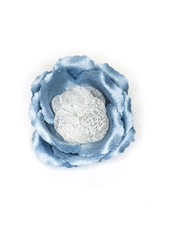 Carolina Blue/Metallic Silver Rose Boutonniere/Lapel Flower