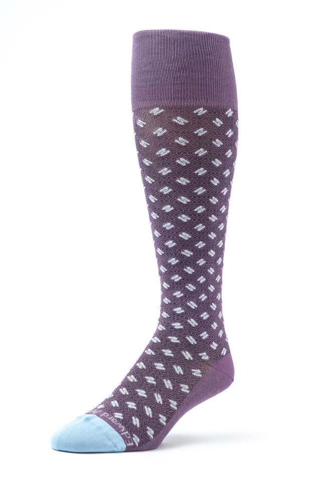 Purple/Sky OC Basketweave/Herringbone Socks