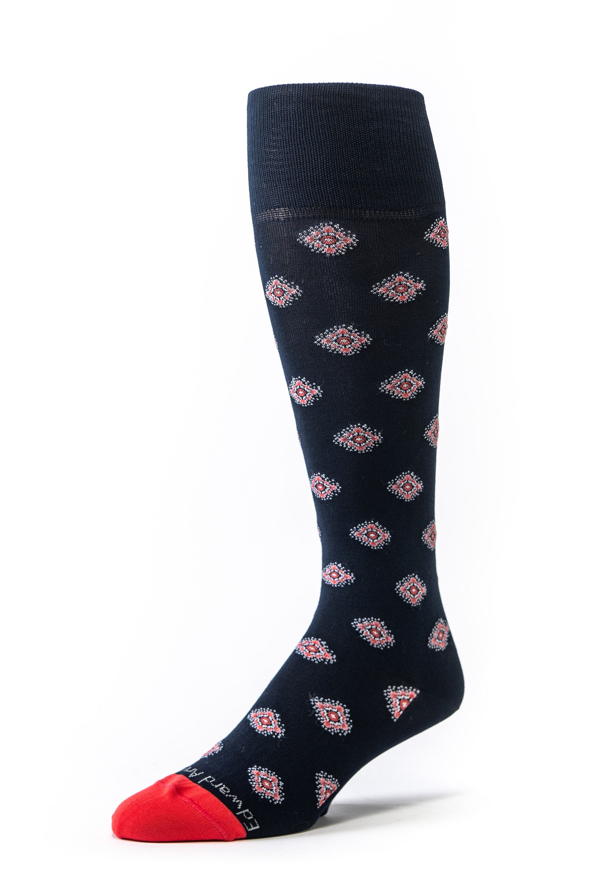 Navy/Strawberry Herringbone O/C Socks