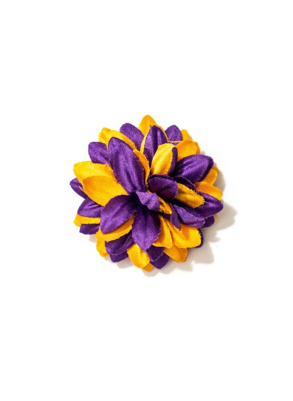 Purple/ Yellow Silk Lapel Flower