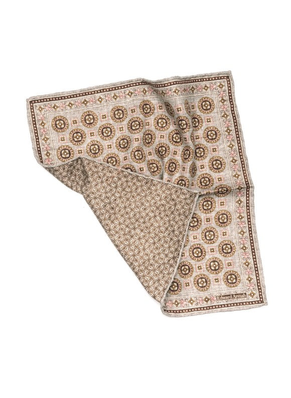 Grey Medallion Neat Print Reversible Pocket Square