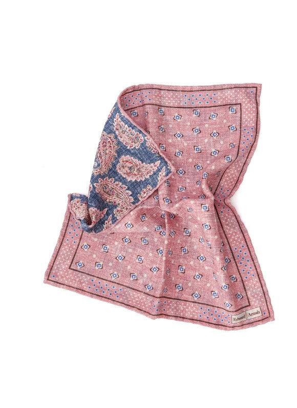 Pink Dots/ Neat/Paisley Print Reversible Pocket Square