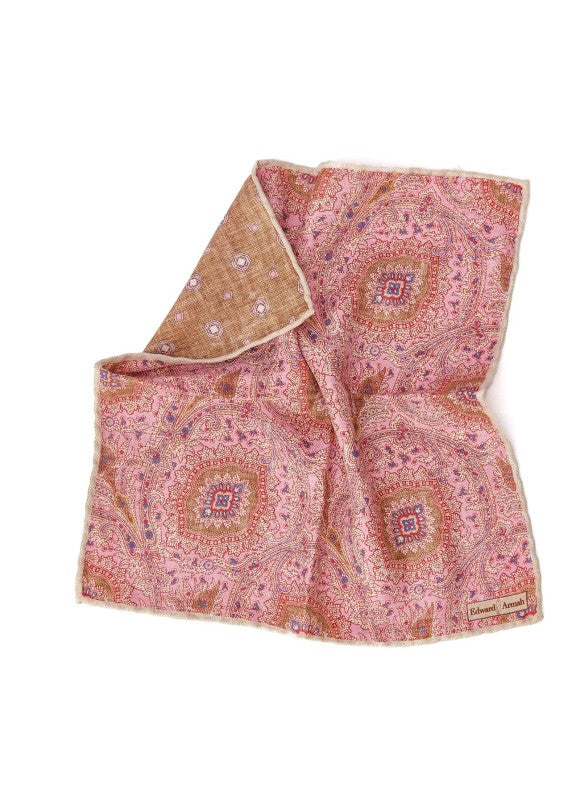 Pink Persian/Neat Print Reversible Pocket Square