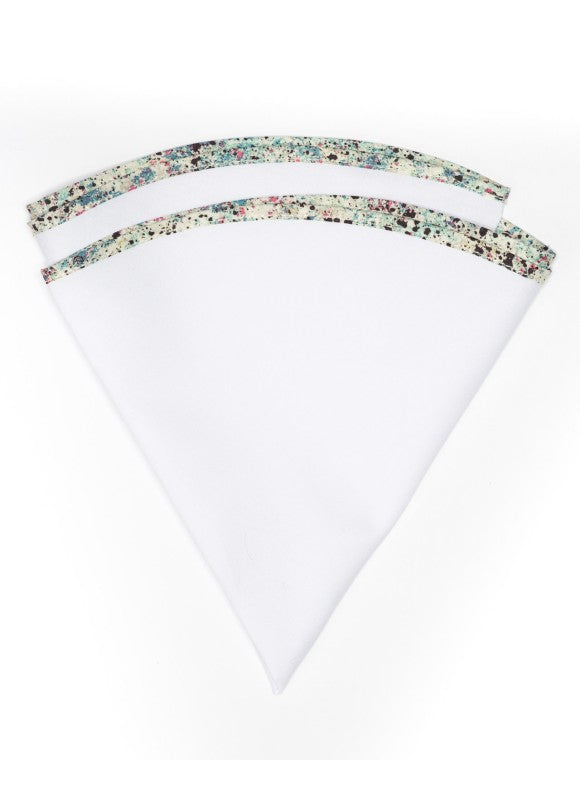 White Linen/Mint Green/Black/Pink Paint Splatter Trim Linen Pocket Circle