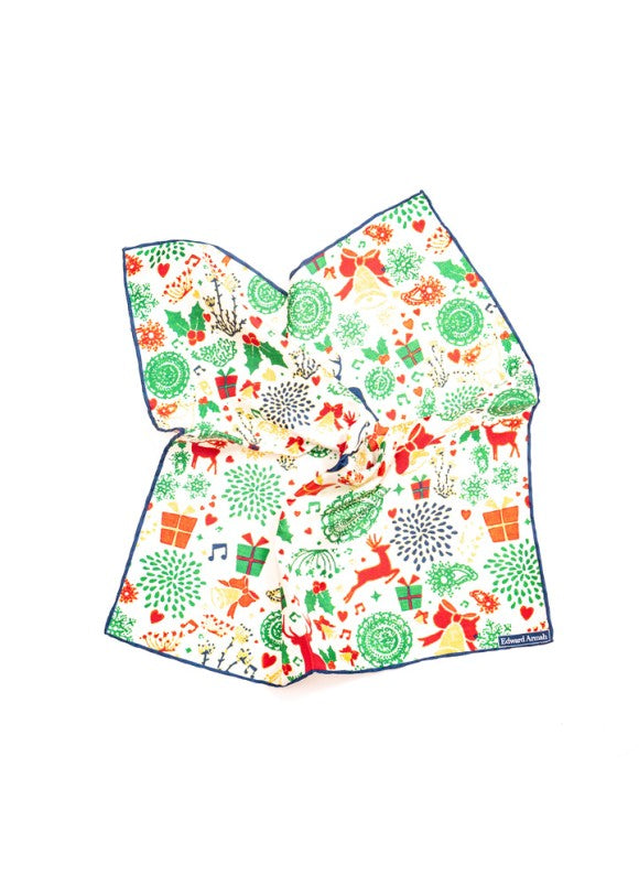 White Christmas Print Pocket Square