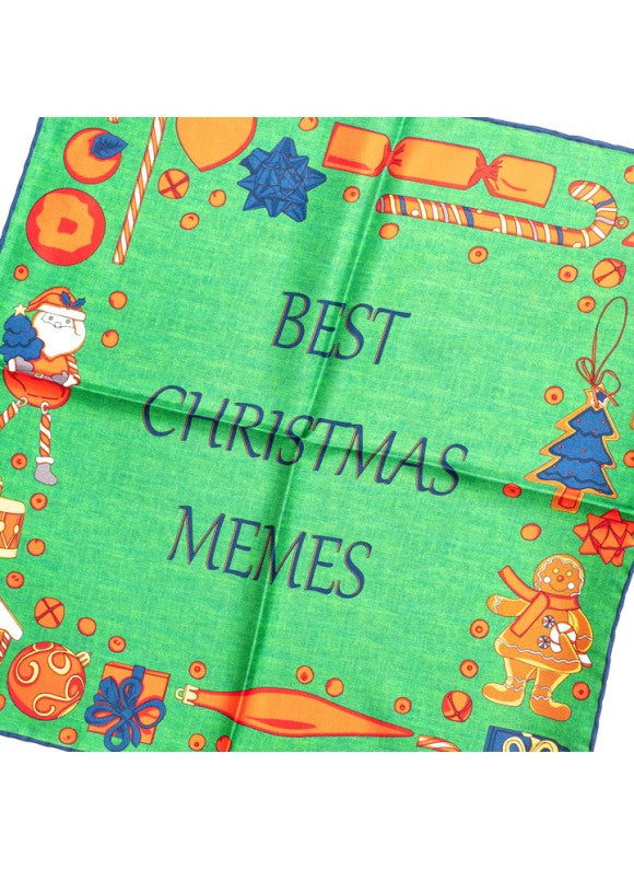 Navy Christmas Memes Print Pocket Square