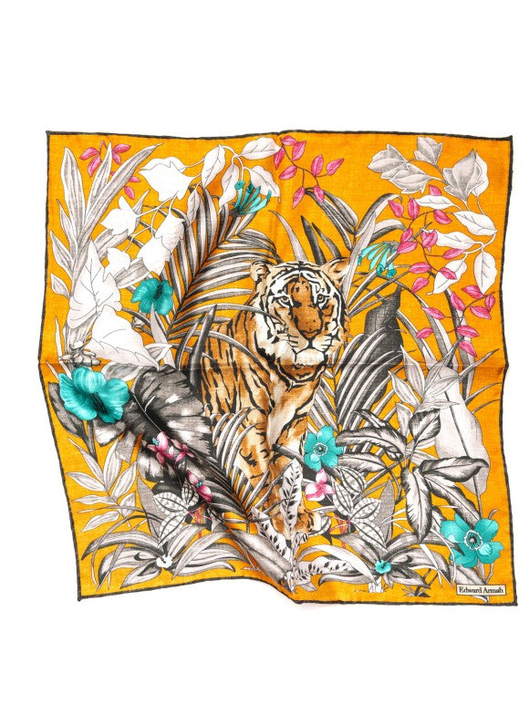 Orange Tropical Print Pocket Square
