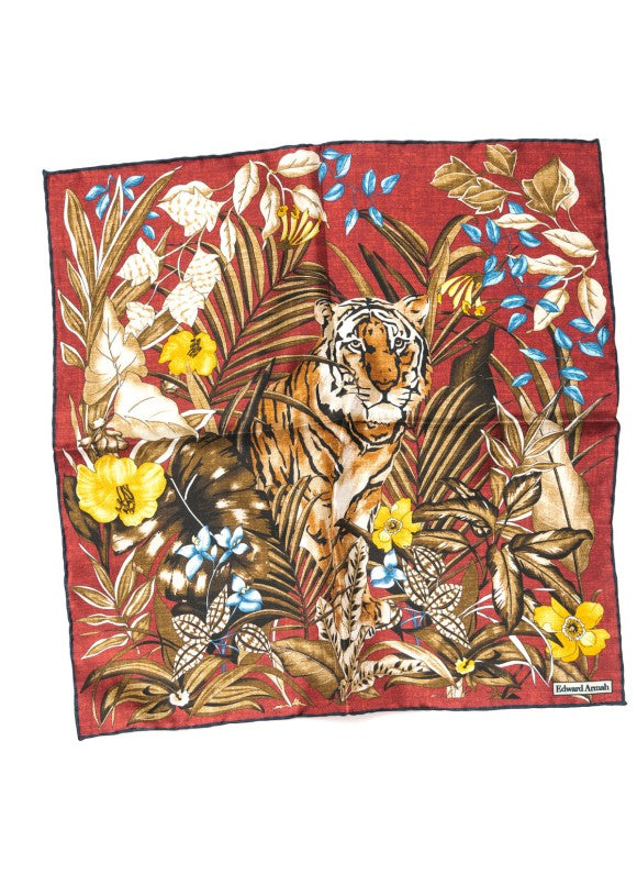 Barn Red Tropical Print Pocket Square