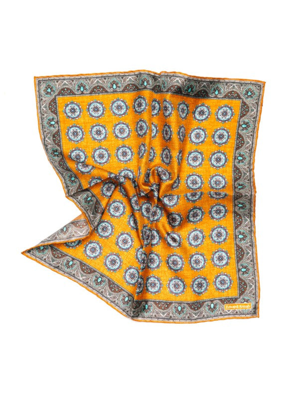 Orange Medallion Neat Print Pocket Square