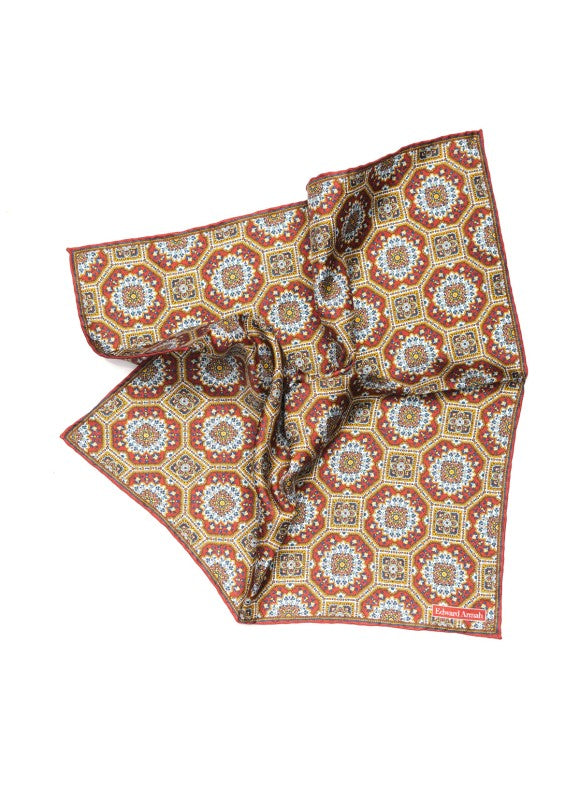 Barn Red Bohemian Print Pocket Square