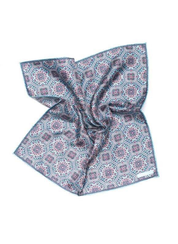 Lt. Blue Bohemian Print Pocket Square
