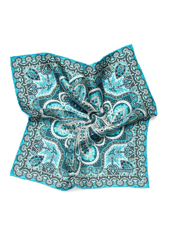 Blue Persian Print Pocket Square