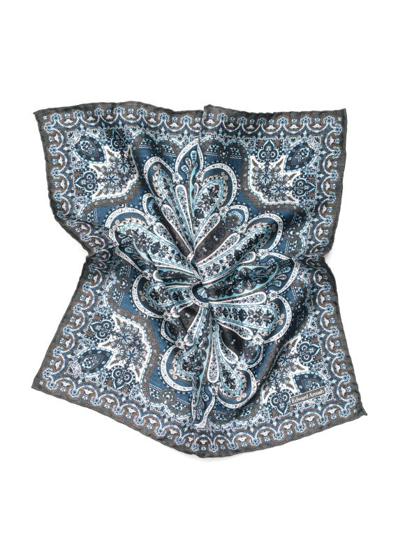 Charcoal Persian Print Pocket Square