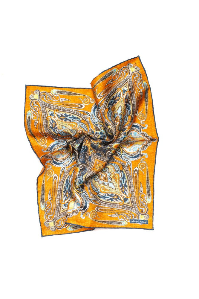 Orange Persian Print Pocket Square